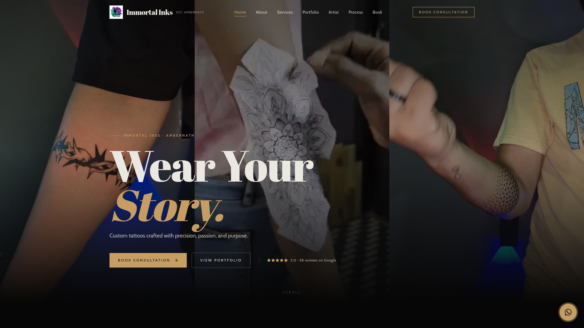 Immortal Inks homepage screenshot