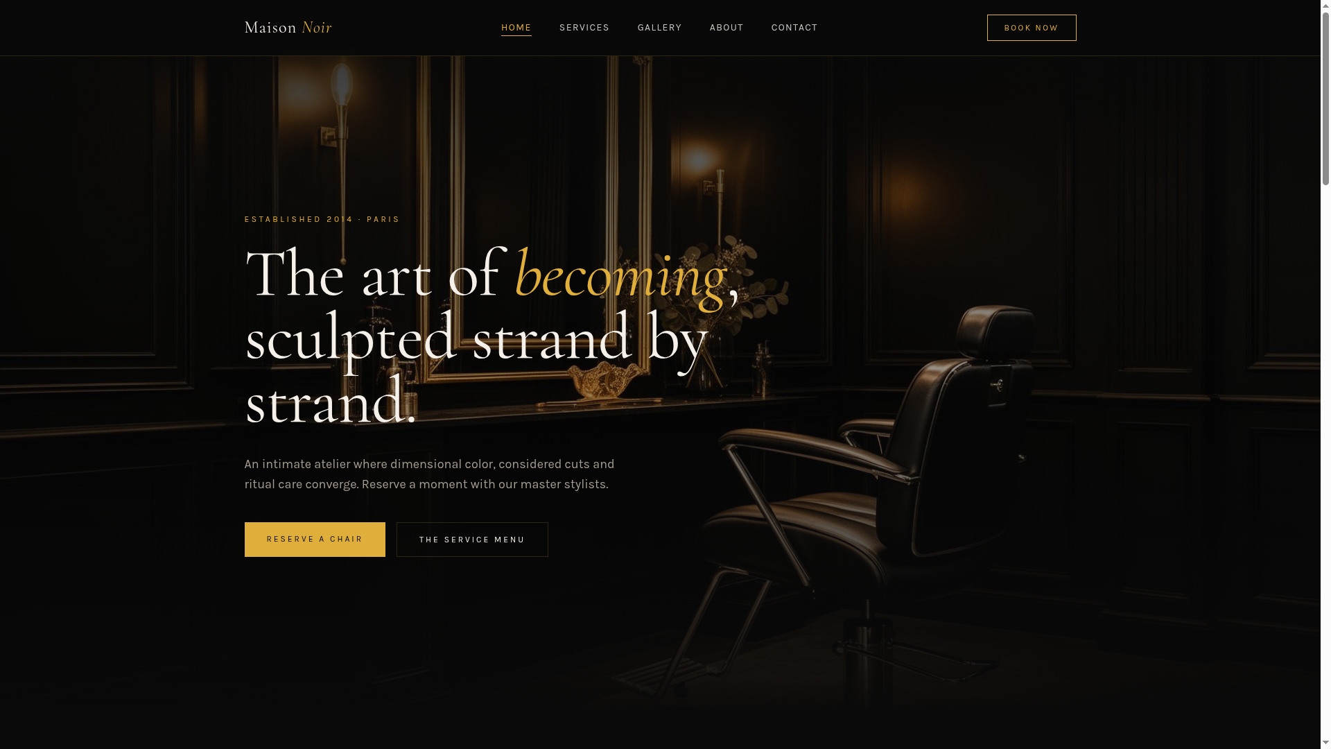 Maison Noir Salon homepage screenshot