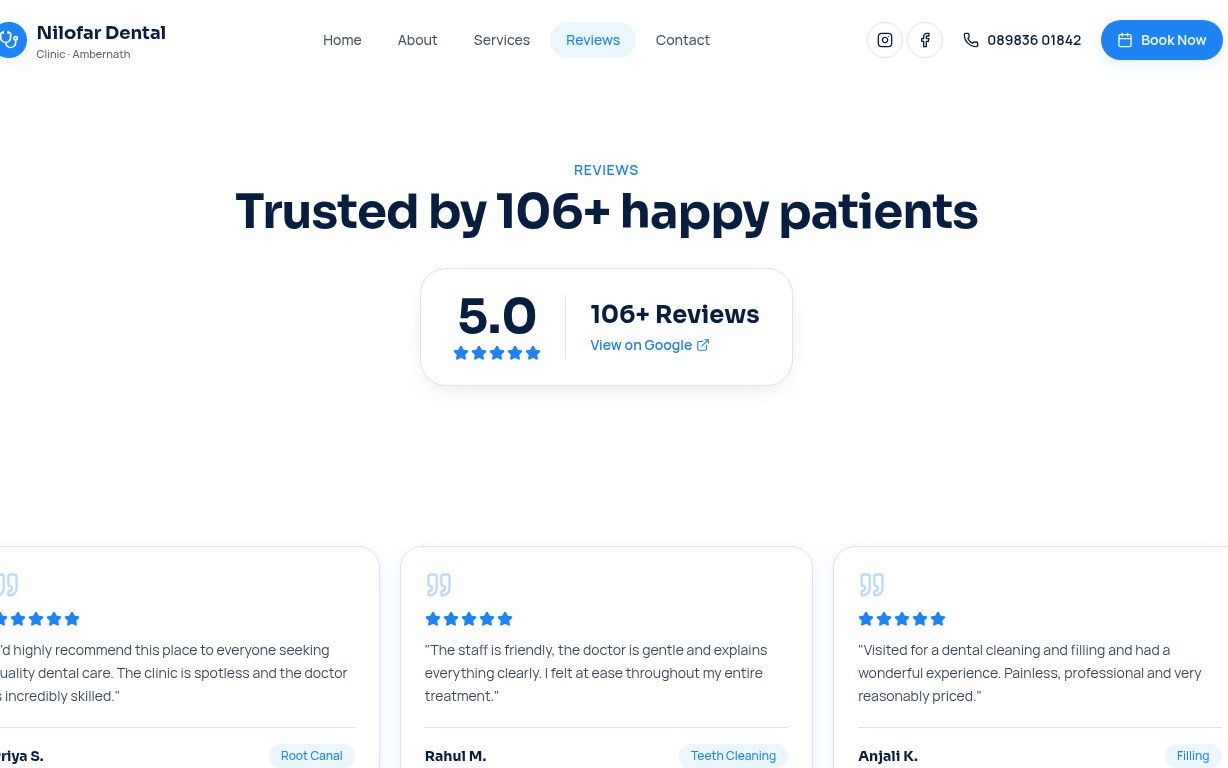 Nilofar Dental patient reviews