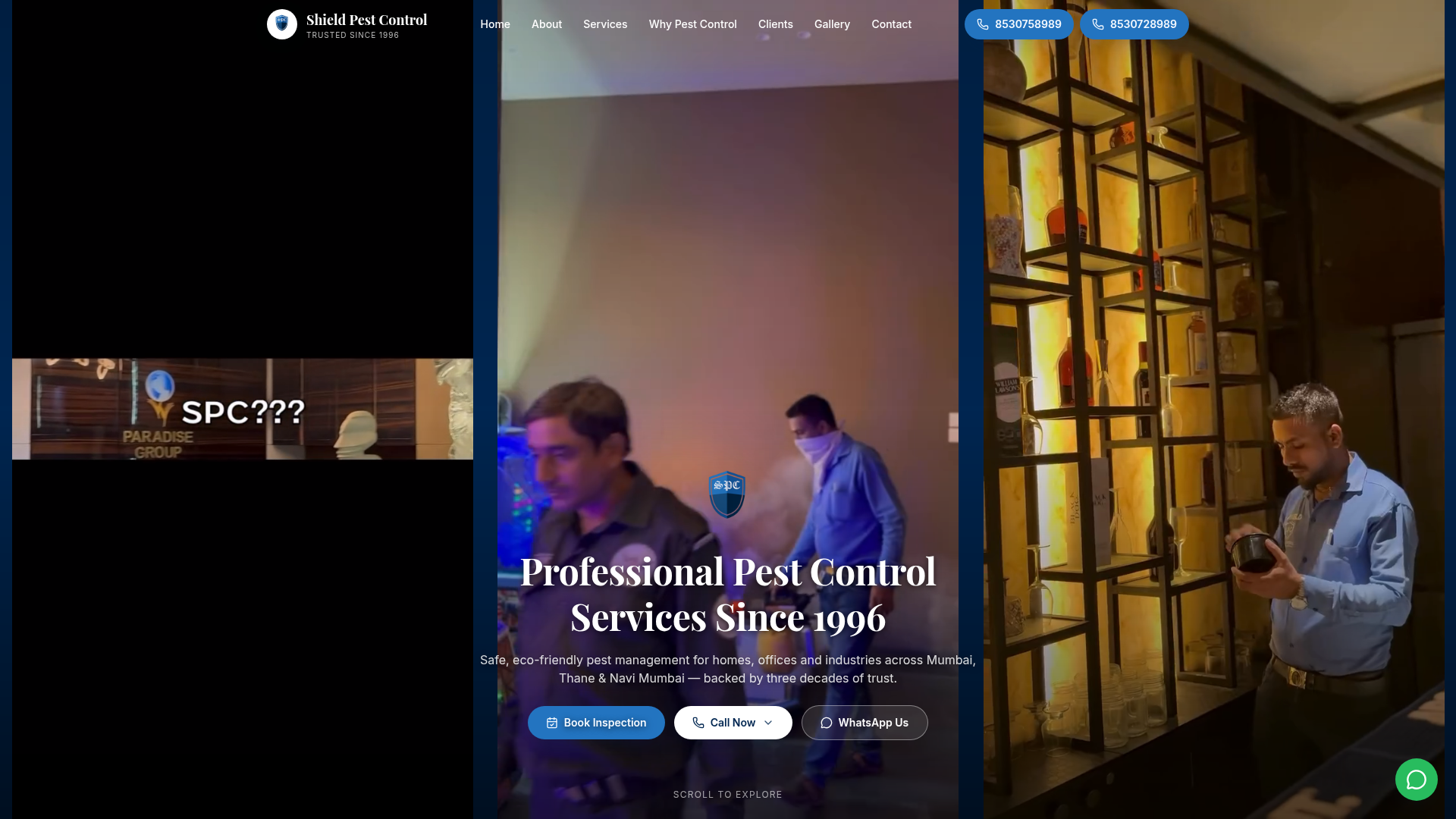 Shield Pest Control homepage screenshot
